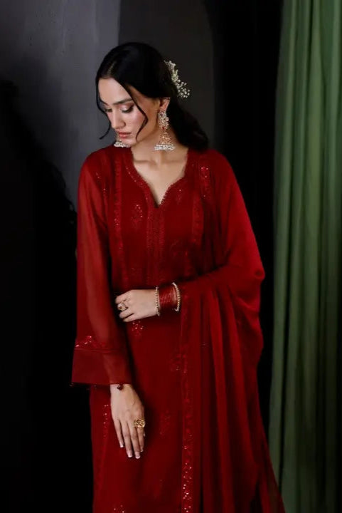 BAROUQE BY ZYANIC  Premium Chiffon & Dyed Malai 3 Pcs Unstitched AB