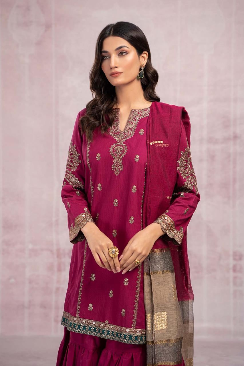 Maria B 3PC Winter 2025 Collection – Premium Dhanak Fabric  Embroidered Suit  AB