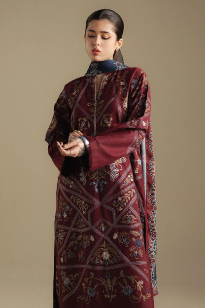 Premium Airjet Dhanak  Heavily Embroidered 3 Pcs Unstitched Suite AB