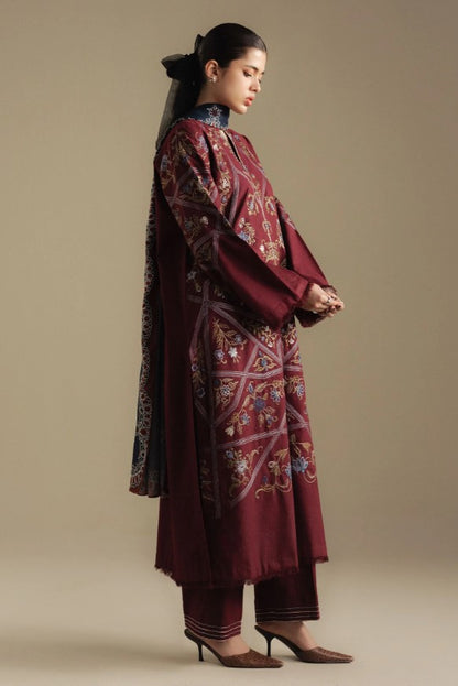 Premium Airjet Dhanak  Heavily Embroidered 3 Pcs Unstitched Suite AB