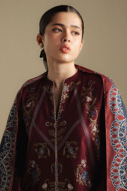 Premium Airjet Dhanak  Heavily Embroidered 3 Pcs Unstitched Suite AB