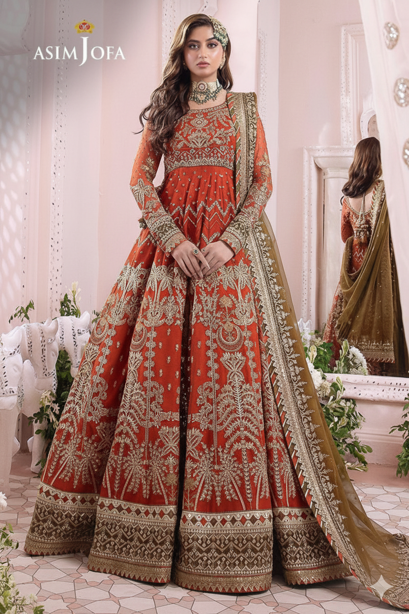 ASIM JOFA | Chiffon Embroidered Luxury Frock – Unstitched 3PC MR