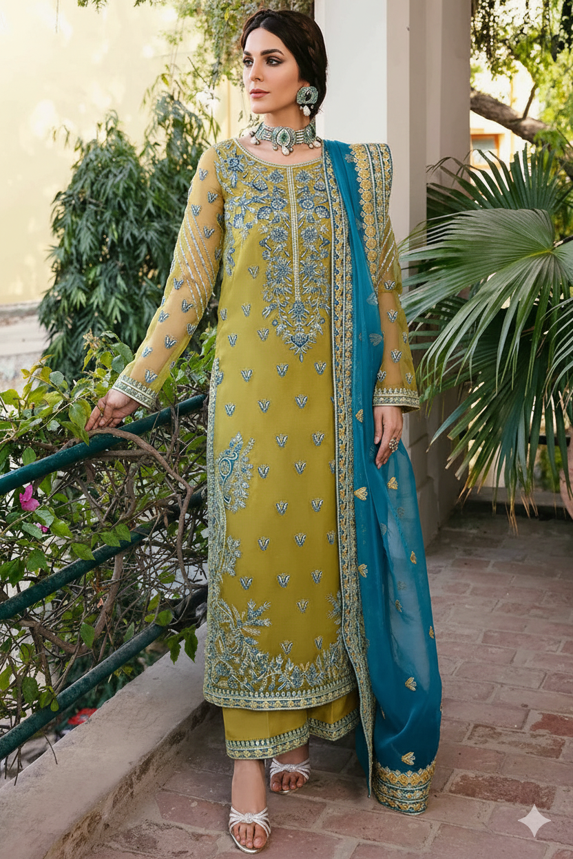 Brand: AKBAR ASLAM – Organza Embroidered Formal 3PC MR