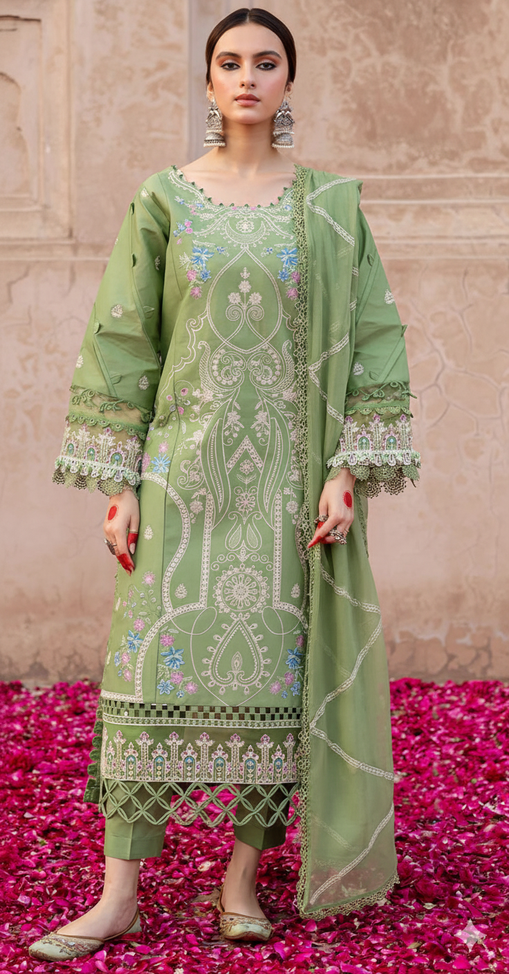 PARISHAY – WINTER 2025 HOT COLLECTION- Stunning-3-Piece Unstitched Dhanak Suit AB