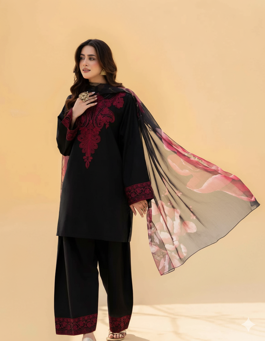 SAPPHIRE – Premium Air-Jet Dhanak 3PC Luxury Embroidered Suit AB