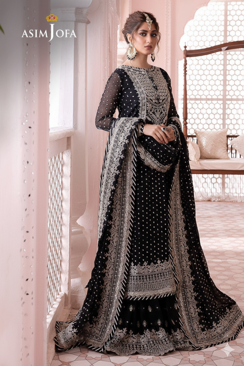 ASIM JOFA | Chiffon Embroidered Sequin Luxury Unstitched 3PC MR