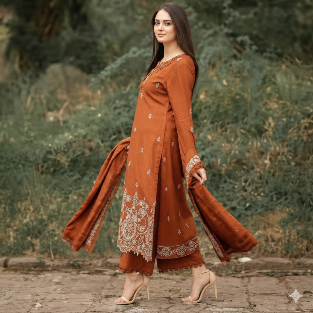 Winter 2025 Hot Collection  Premium Dhanak -3-Piece Suit AB