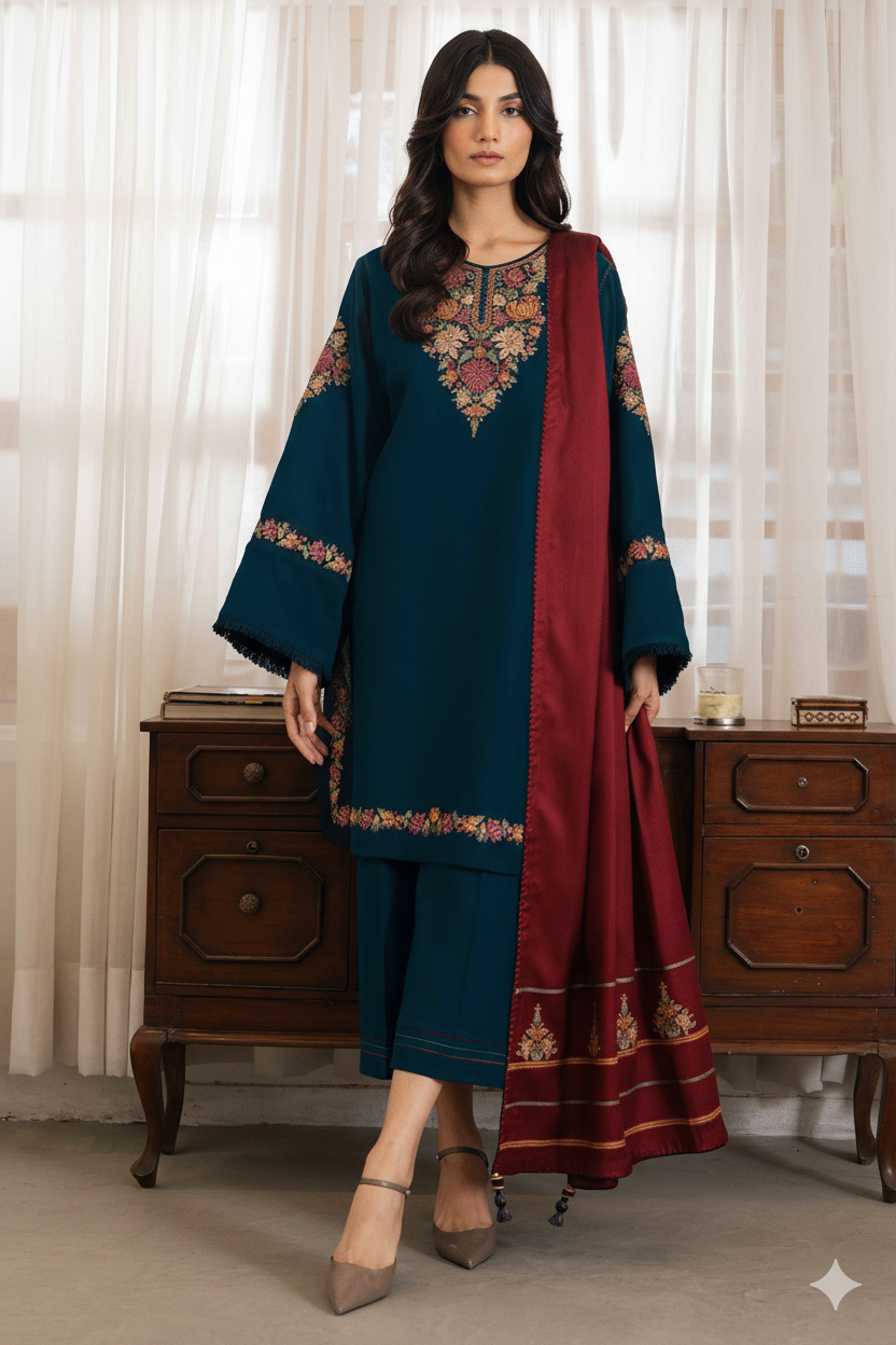 Jazmin 3PC Winter 2025 Most -3-Piece Unstitched Suit AB