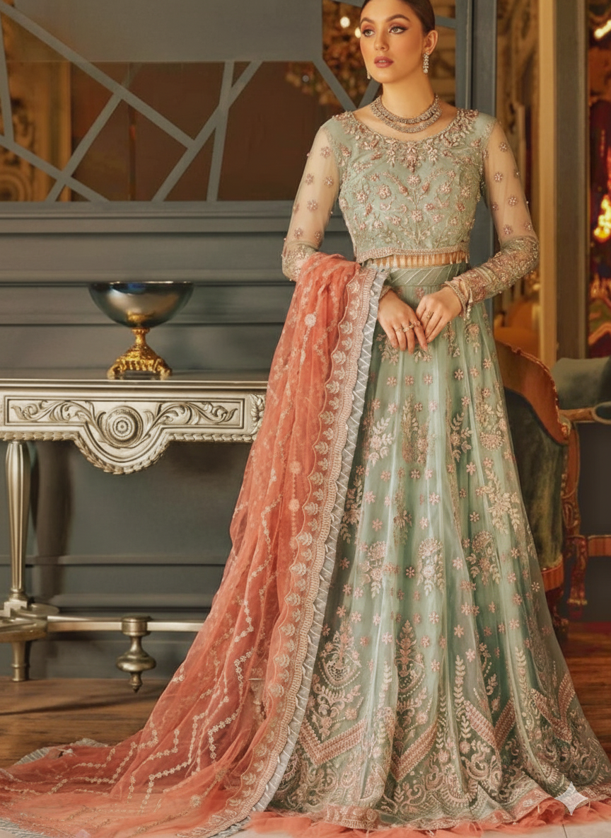 Emaan Adeel Luxury Embroidered Net Maxi 3PC Unstitched Suit MR