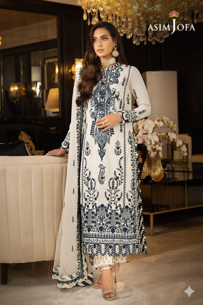 Brand: ASIM JOFA Chiffon & Silk Luxury Unstitched 3-Piece Suit MR