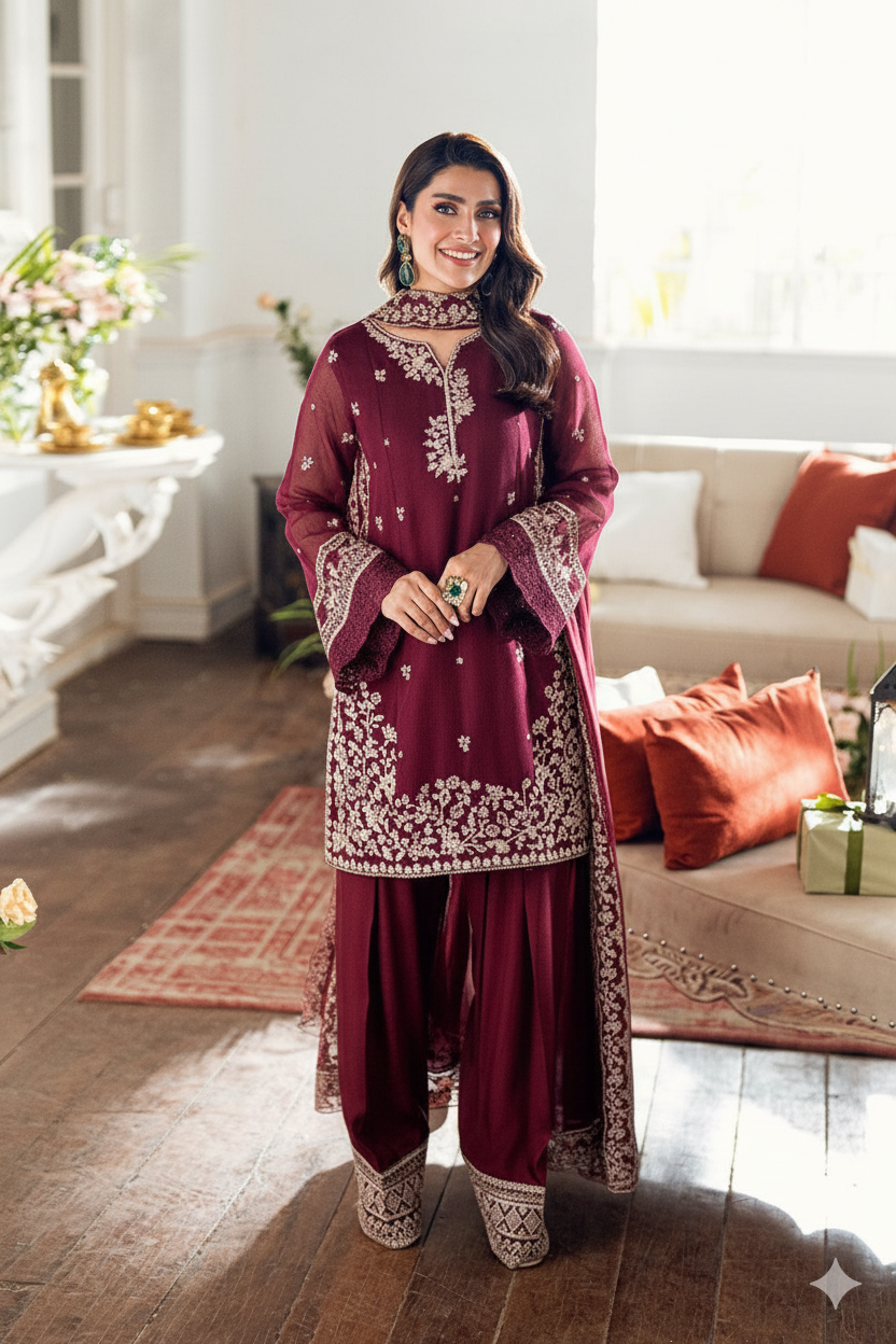 Brand: Azure – Luxury  Chiffon 3 Piece Suit FBL