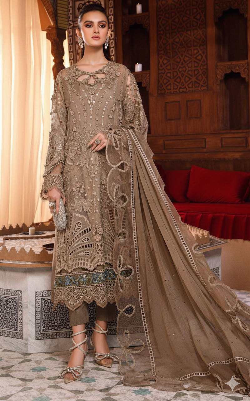 MARIA.B Luxury Organza Embroidered Handwork Unstitched 3PC Suit