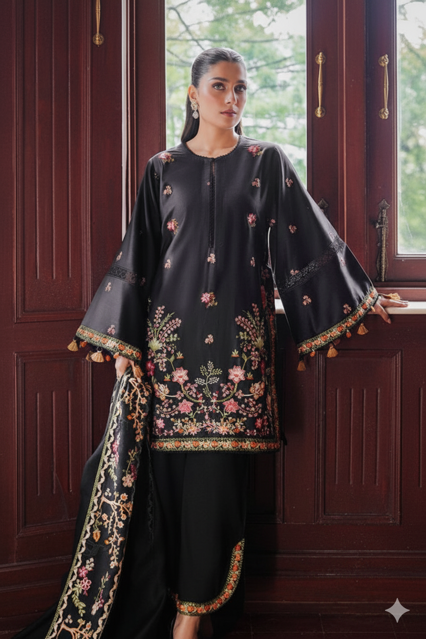 Dhanak fabric– Winter Collection 2025 - 3-piece luxury unstitched suit FBL