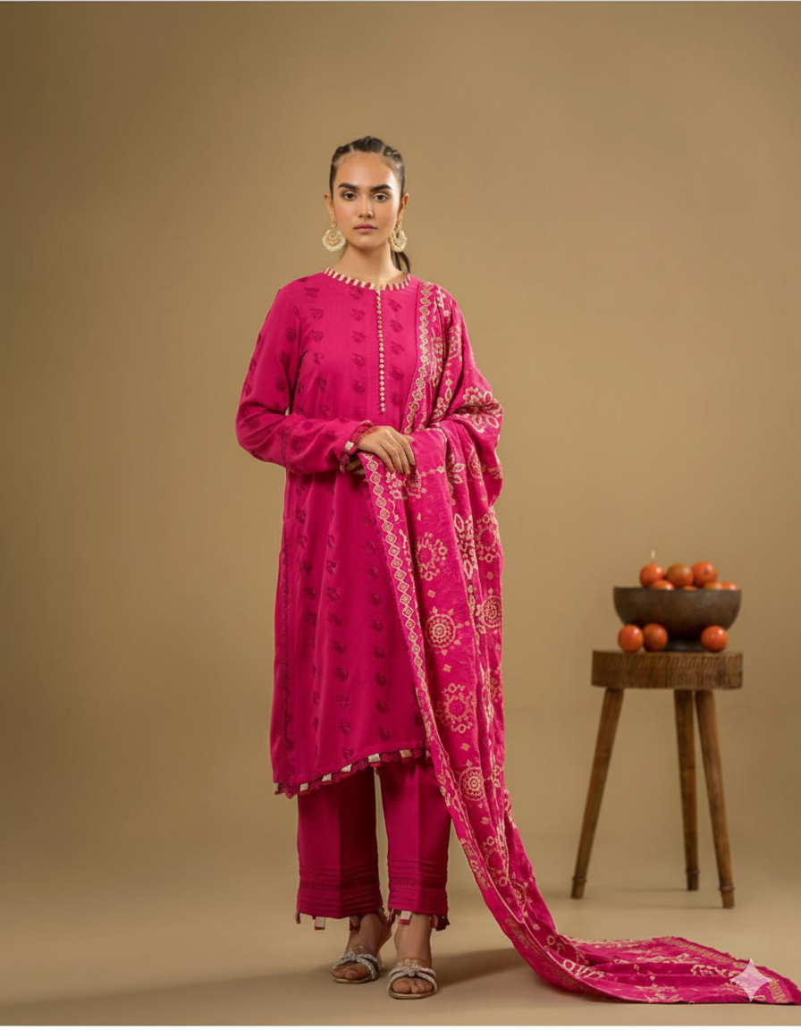 TANA BANA – WINTER 2025 HOT COLLECTION Luxurious-3-Piece Unstitched Dhanak Suit AB