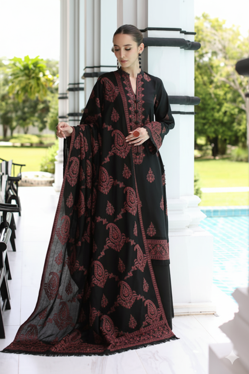 Bareeze Dhanak Embroidered Luxury Unstitched 3PC Suit – Winter Collection 2025 MR