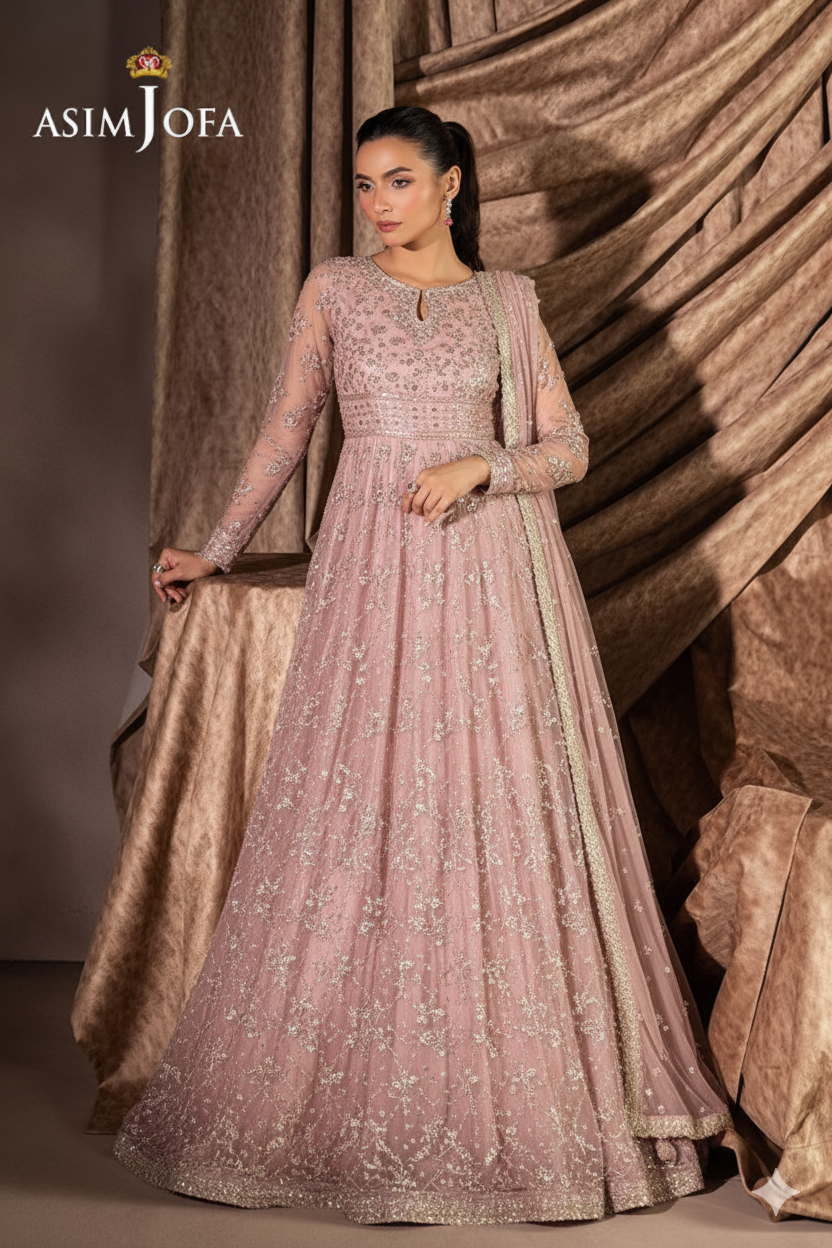 Asim Jofa Luxury Embroidered Chiffon Maxi 3PC Unstitched Suit MR