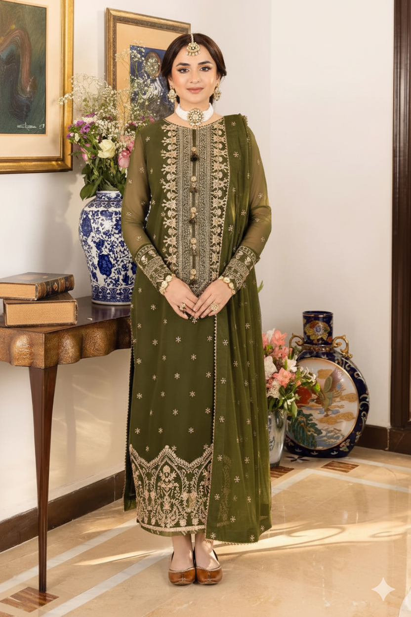 ASIM JOFA Luxury Chiffon ✨  Embroidered Unstitched 3PC Suit