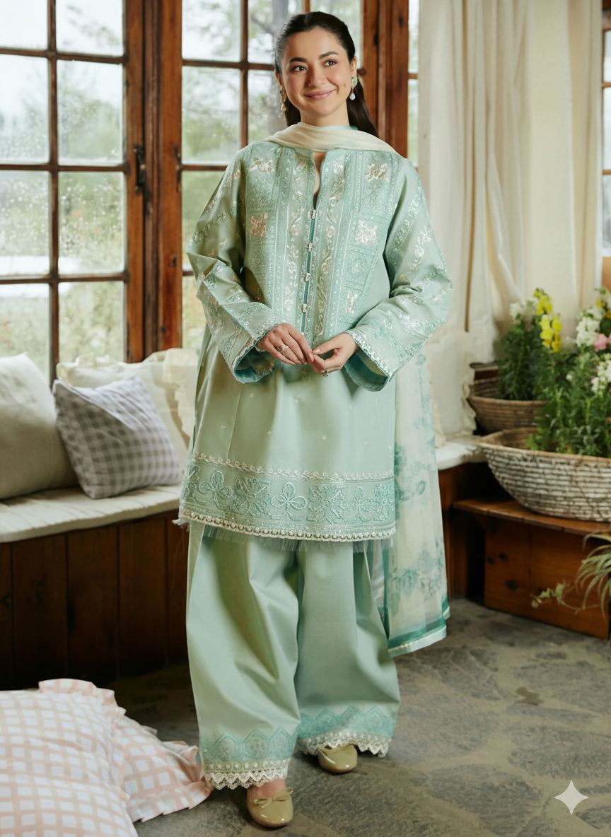 COCO by Zara Shahjahan – Premium Air-Jet Dhanak 3PC Luxury Embroidered Suit FBL