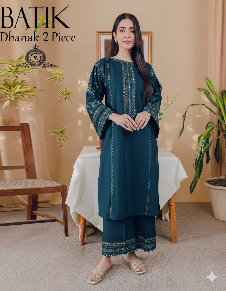 ✨DHANAK COLLECTION 2025/2026 ✨ Premium Air-Jet Dhanak 2-Piece Unstitched Embroidered Suit  FBL