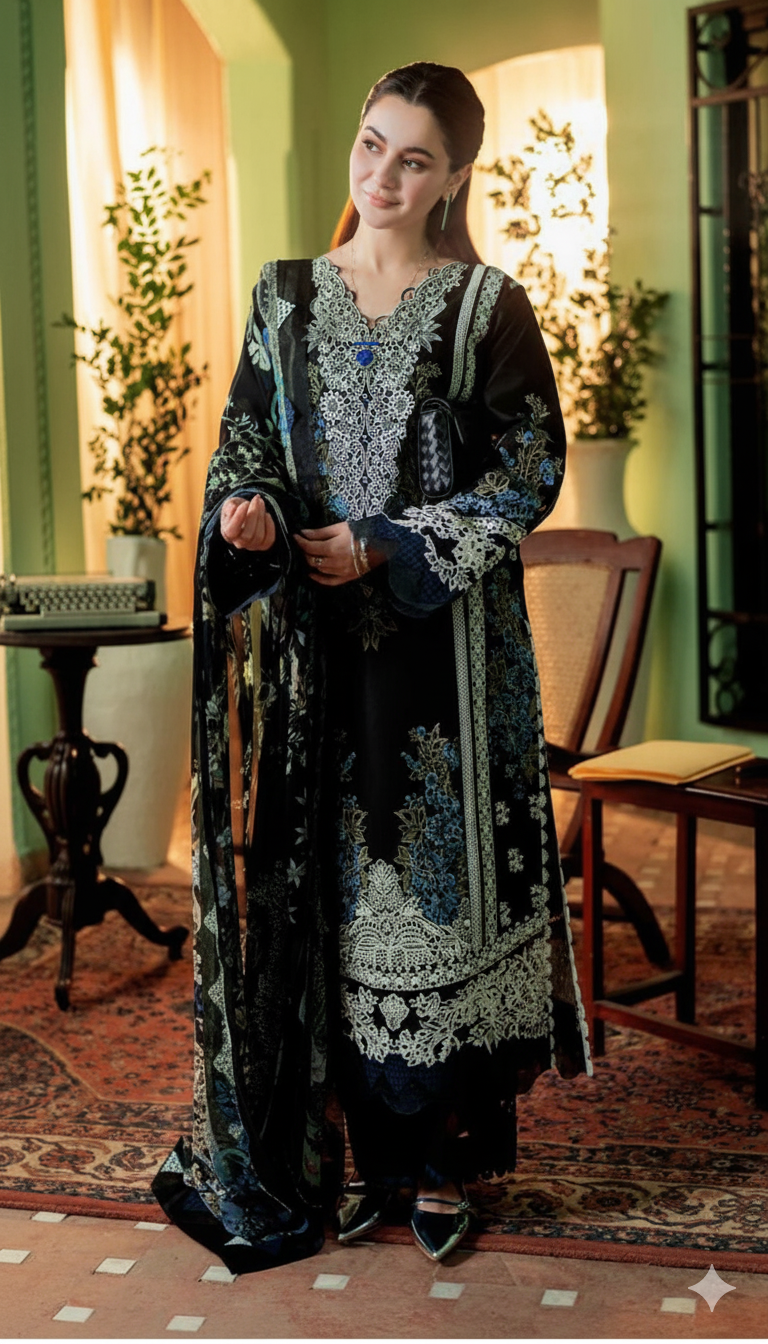 Jade Luxury Dhanak  Premium 3-Piece Unstitched Suit AB
