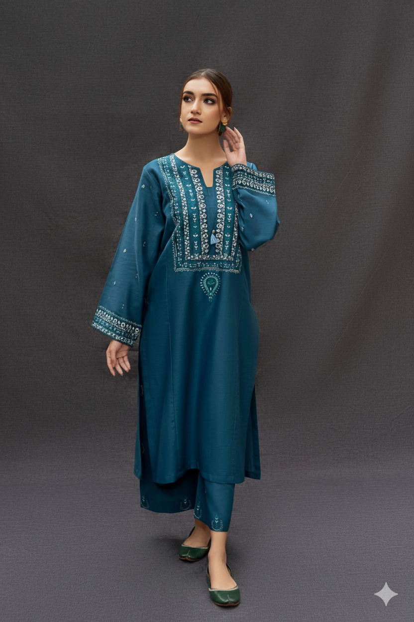 Embroidered Lawn 2-Piece Suit – Blue
