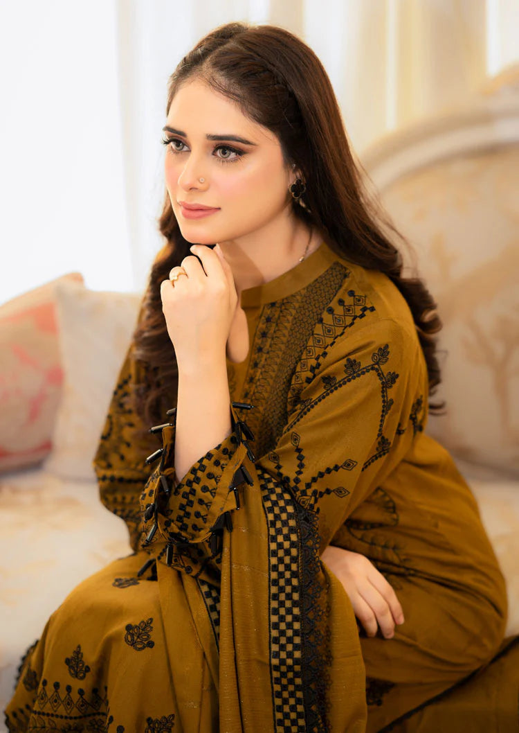 LIBAAS Most Demanding Edition – 3PC Unstitched Embroidered Dhank Suit AB