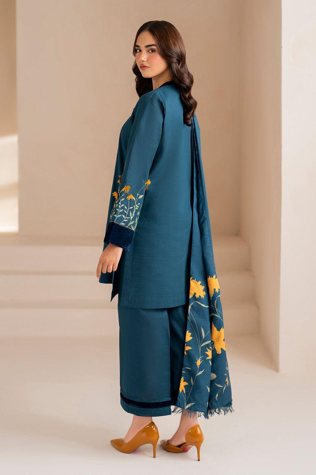 Embroidered Lawn 3-Piece Suit – Blue