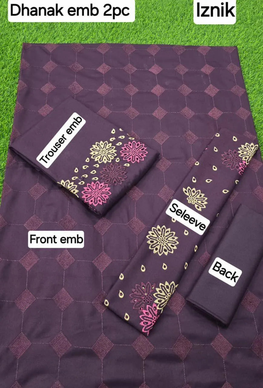 Winter Collection – Embroidered Dhanak 2-Piece Suit in Purple