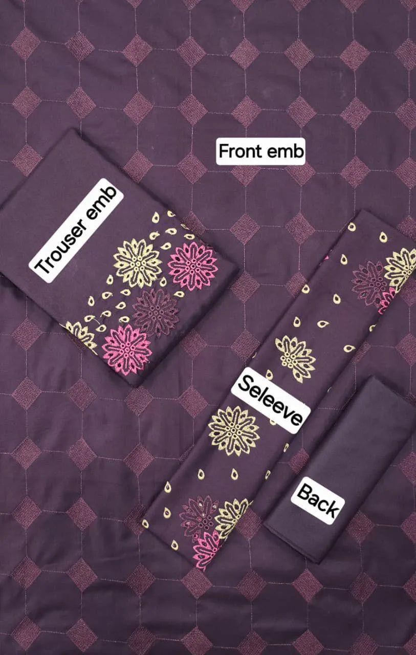 Winter Collection – Embroidered Dhanak 2-Piece Suit in Purple