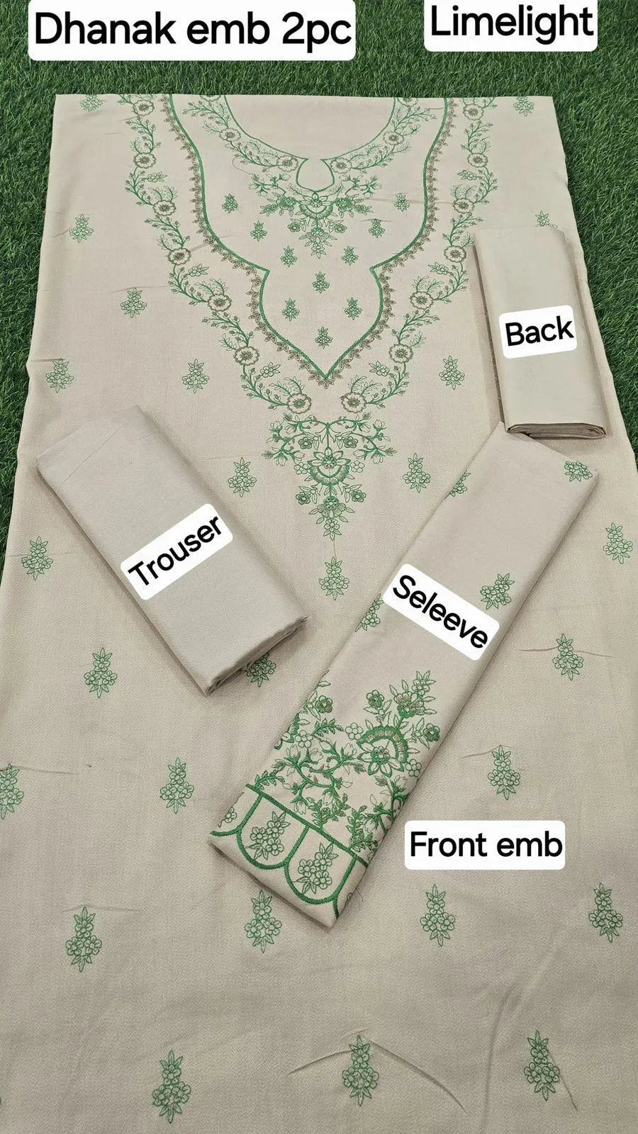 Mix Fabric Dhanak Embroidered 2-Piece Suit