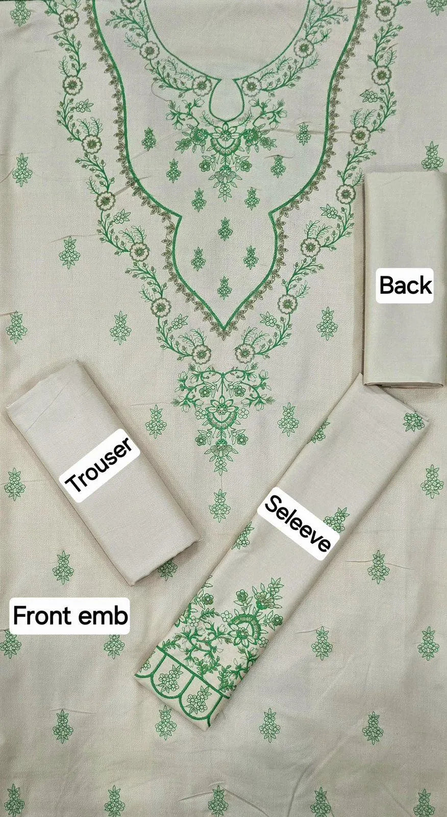 Mix Fabric Dhanak Embroidered 2-Piece Suit