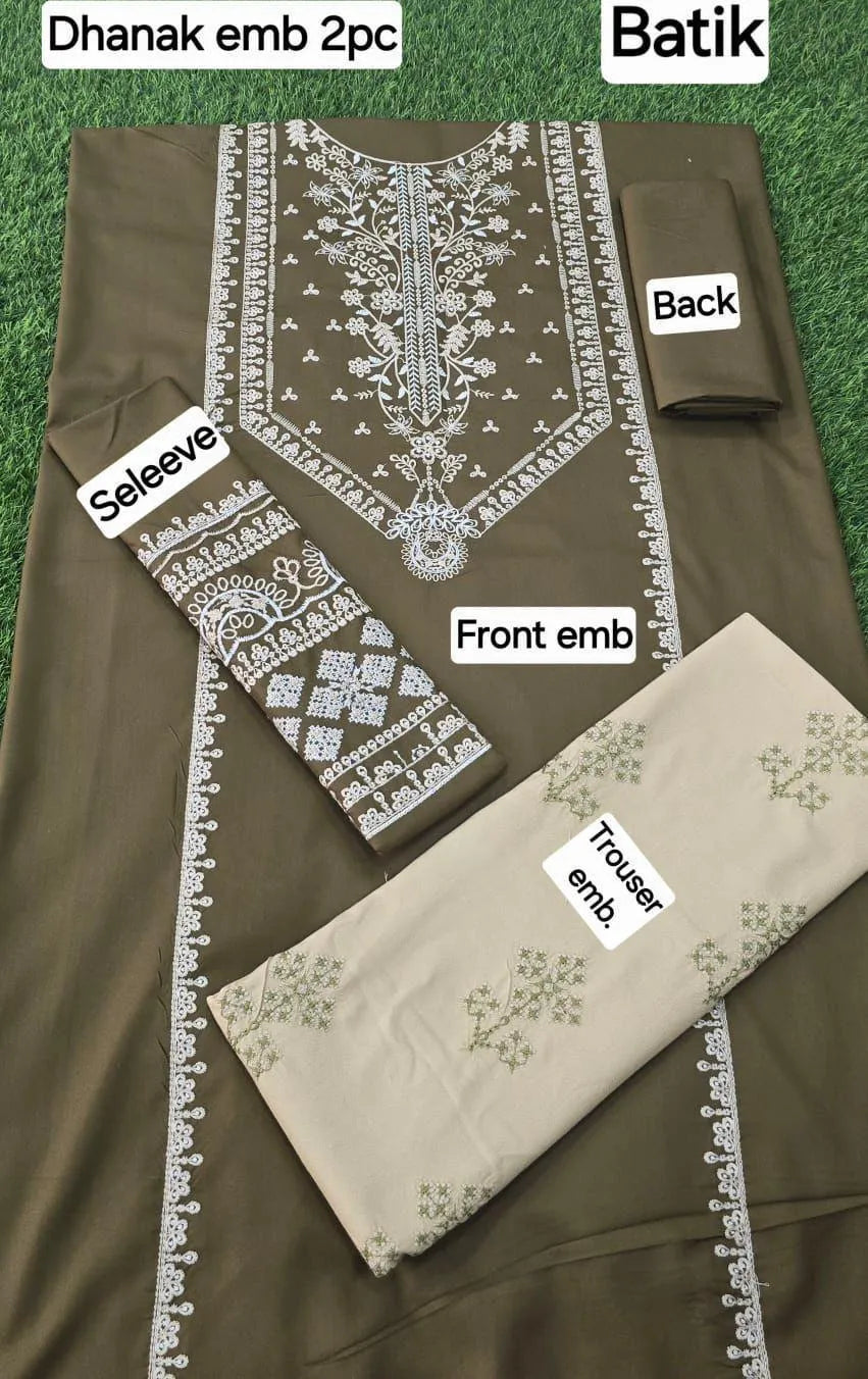 Pcs Women's Unstitched Embroidered Suit