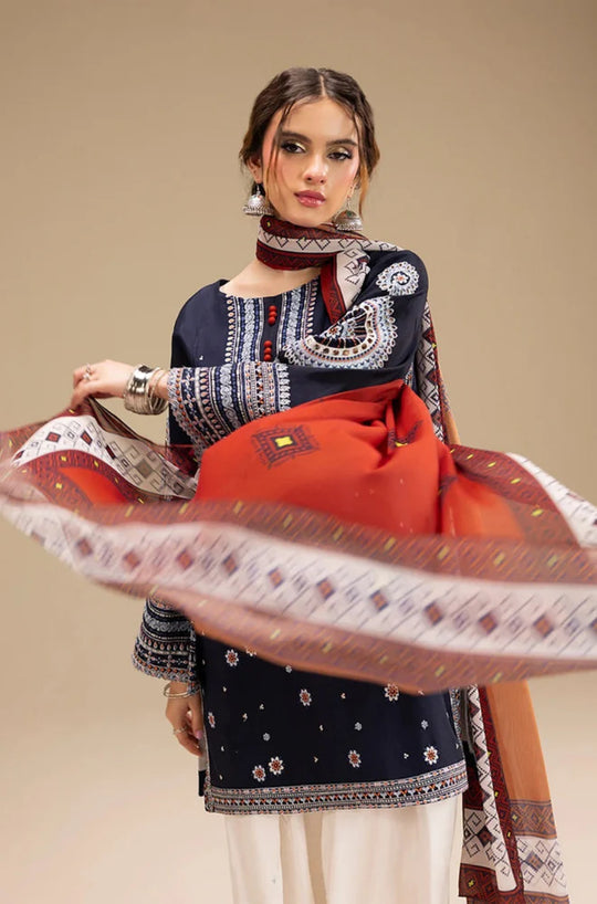 Jazmine -3-Piece Unstitched Premium Dhanak Fabric | Heavy Embroidered Suit AB