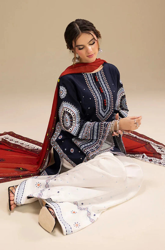 Jazmine -3-Piece Unstitched Premium Dhanak Fabric | Heavy Embroidered Suit AB