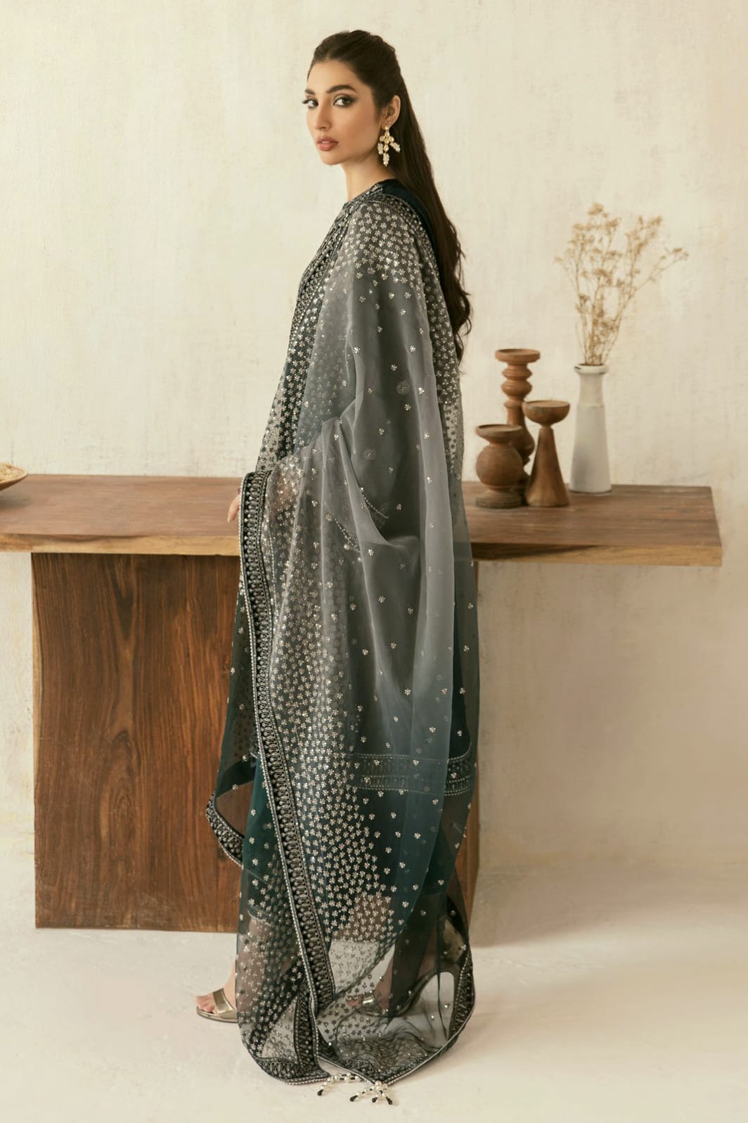 BRAND:JAZMIN velvet embroidered sequence luxury unstitched 3pc✓MR