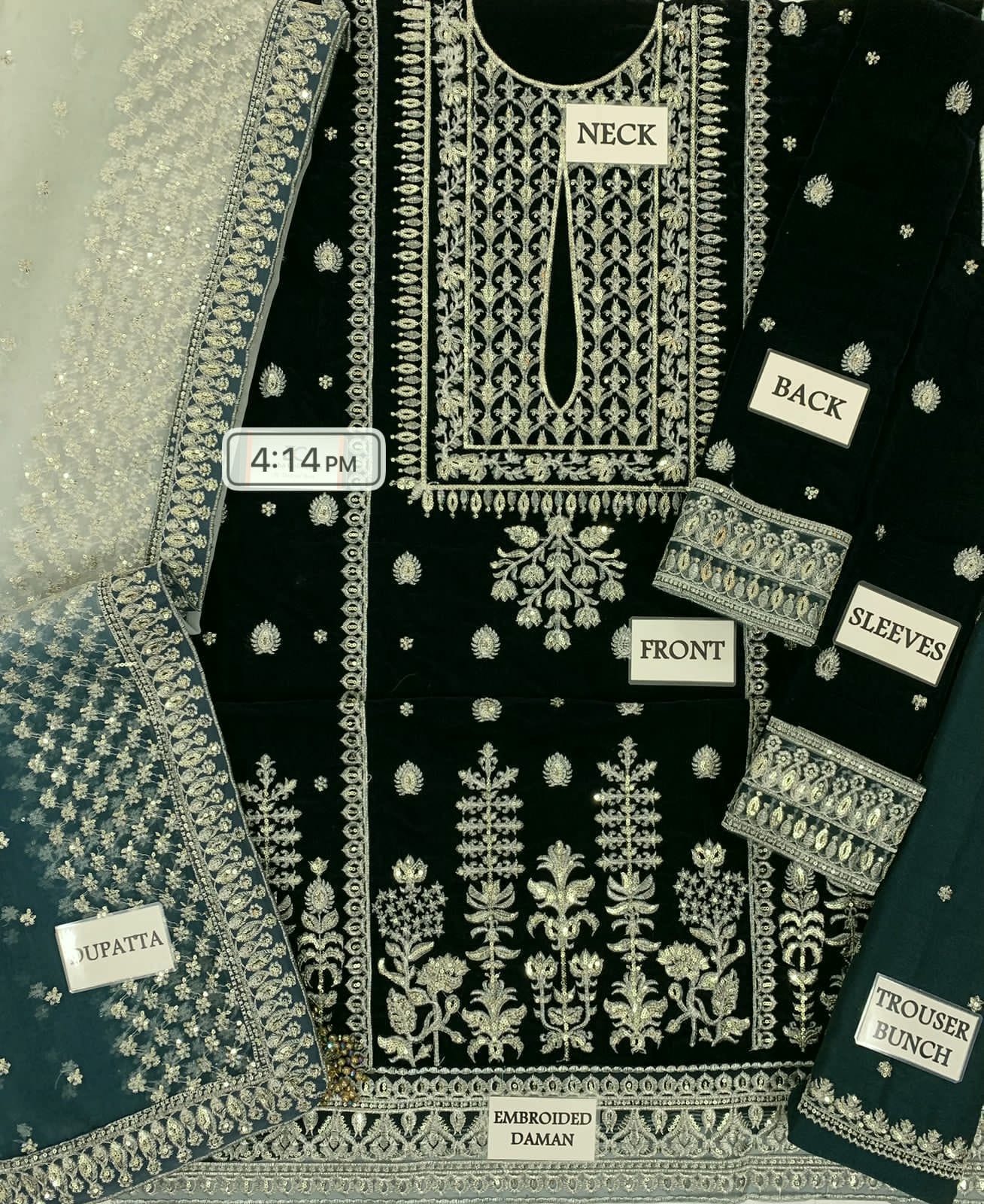 BRAND:JAZMIN velvet embroidered sequence luxury unstitched 3pc✓MR