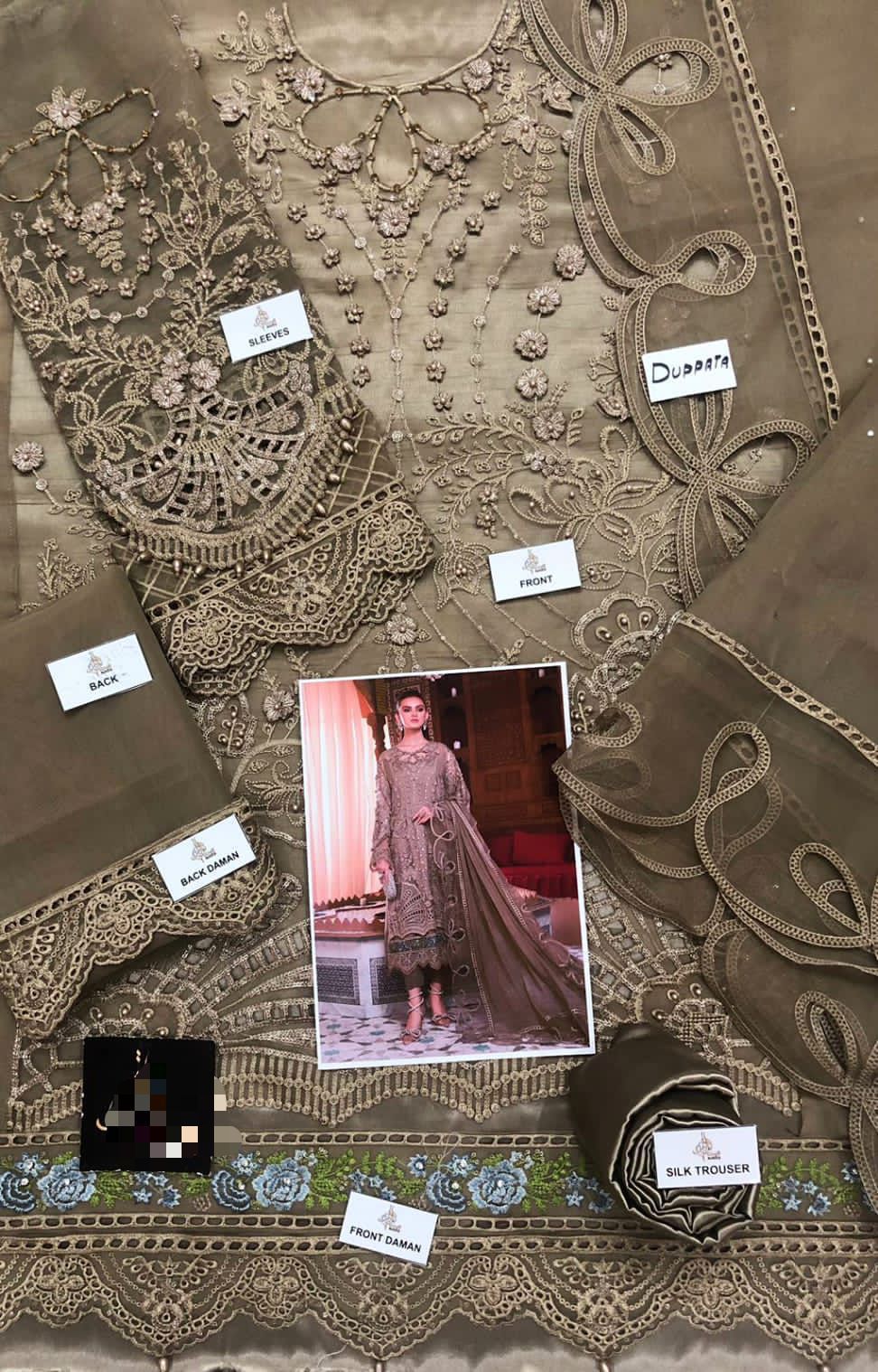 MARIA.B Luxury Organza Embroidered Handwork Unstitched 3PC Suit