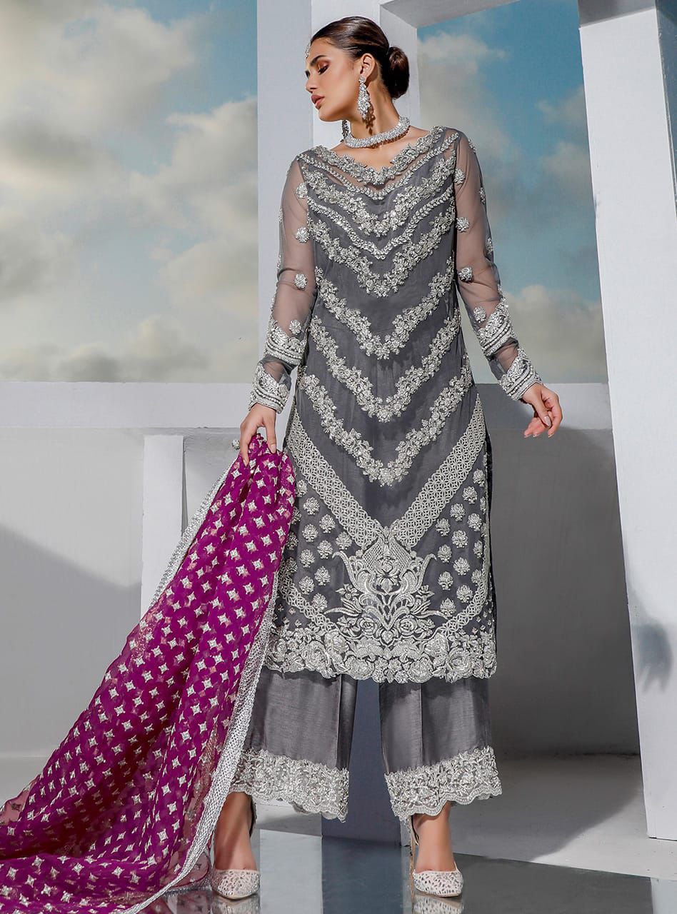 ZAINAB CHOTTANI Luxury Organza Embroidered Sequin Unstitched 3PC Suit MR