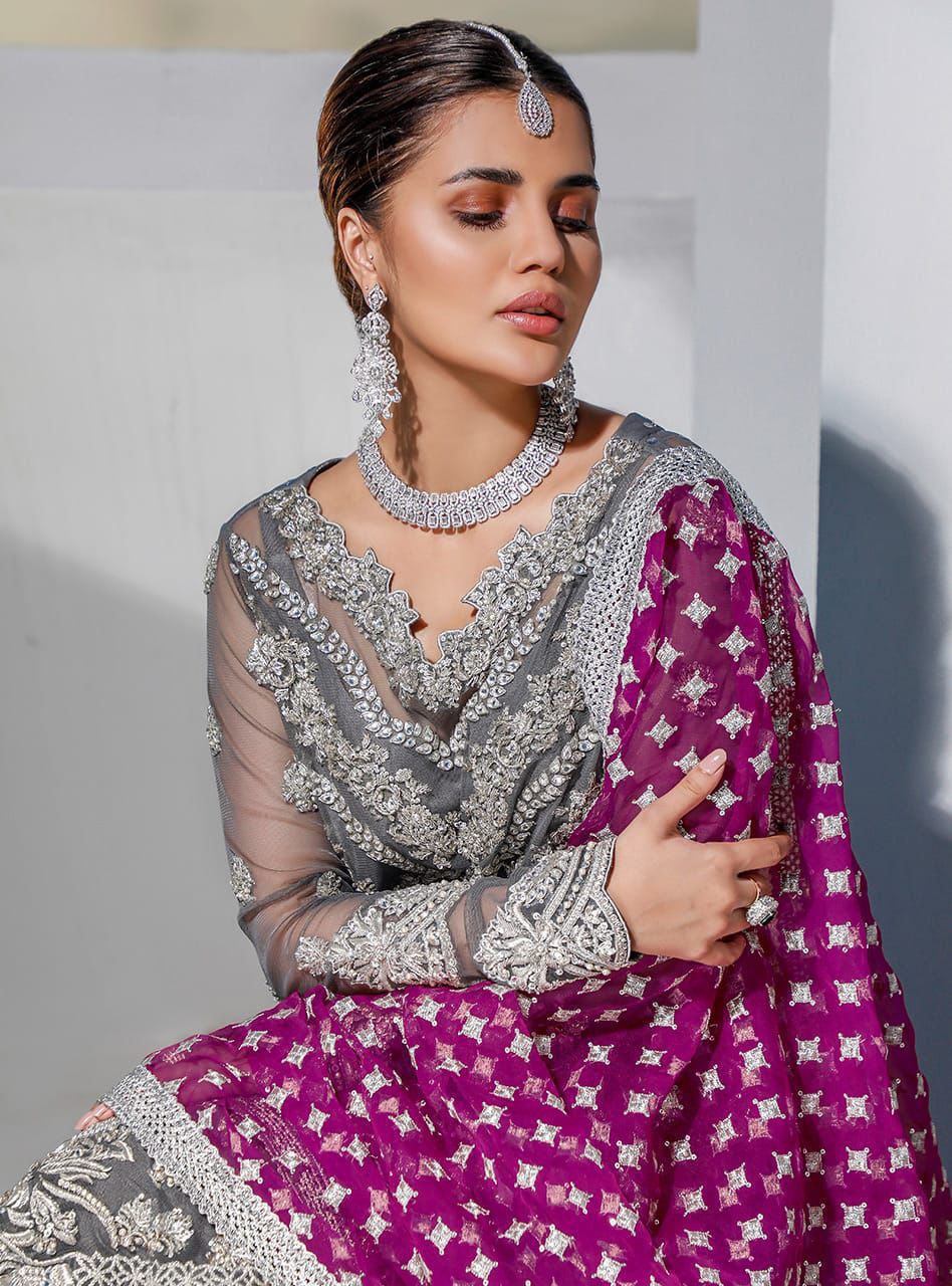 ZAINAB CHOTTANI Luxury Organza Embroidered Sequin Unstitched 3PC Suit MR
