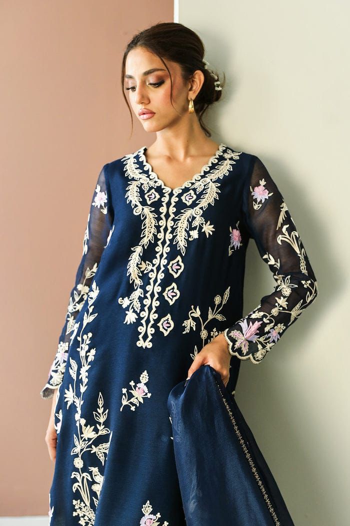 ZURI Luxury Organza Embroidered Hand-Embellished Unstitched 3PC Suit MR