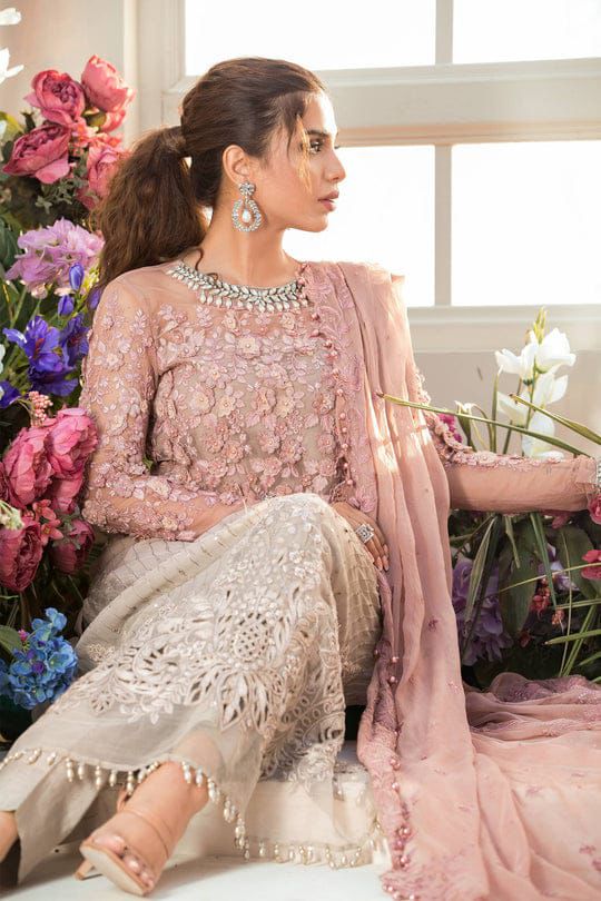Brand: MARIA.B  Chiffon & Malai Luxury Unstitched 3-Piece Suit