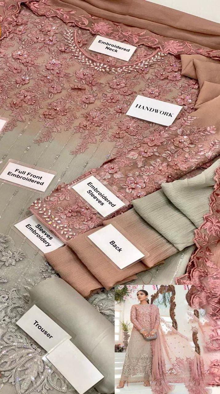 Brand: MARIA.B  Chiffon & Malai Luxury Unstitched 3-Piece Suit