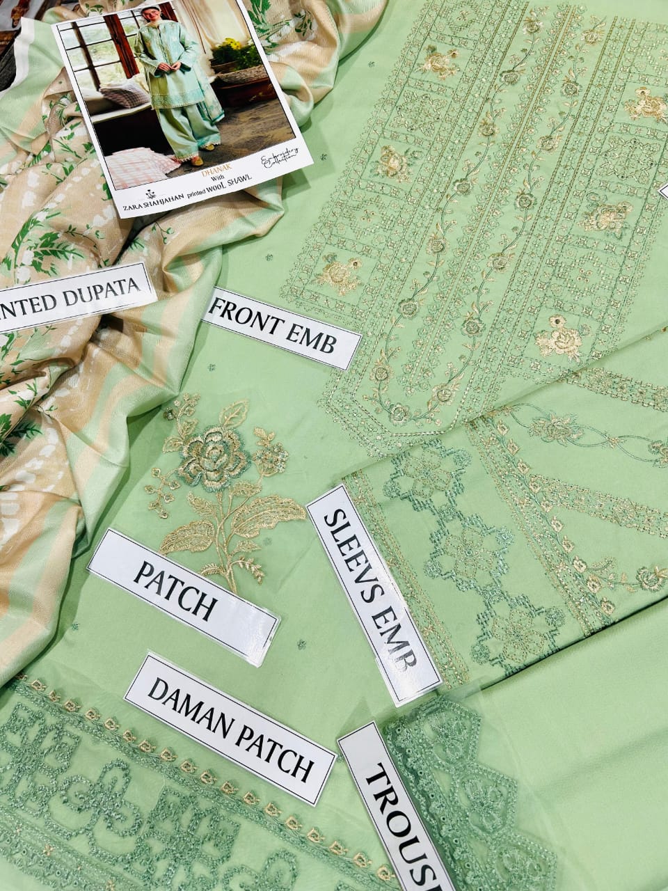 COCO by Zara Shahjahan – Premium Air-Jet Dhanak 3PC Luxury Embroidered Suit FBL