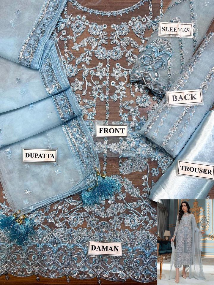 Brand: LAME Fabric: Net & Silk Luxury Unstitched 3-Piece Suit MR
