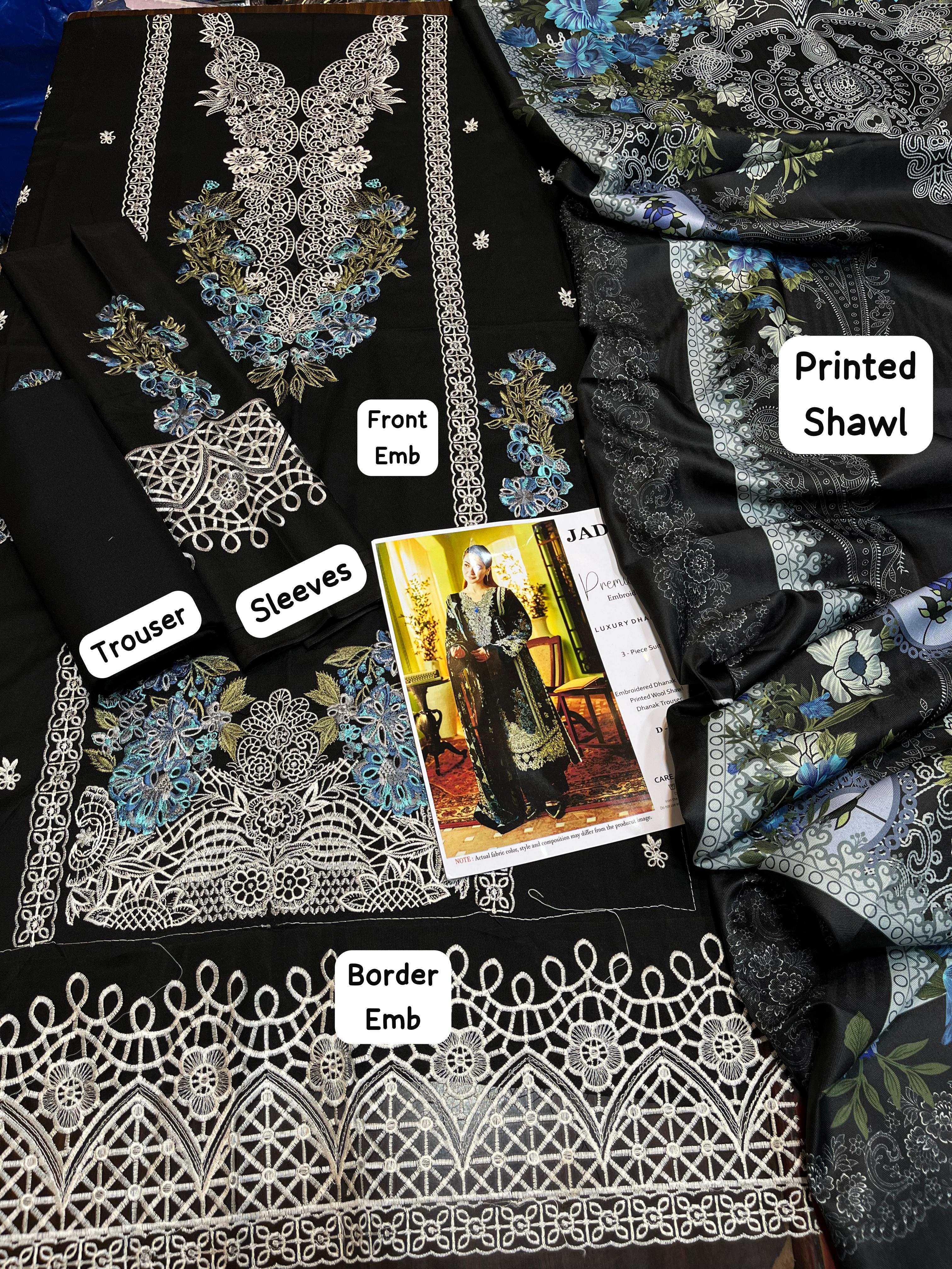 Jade Luxury Dhanak  Premium 3-Piece Unstitched Suit AB