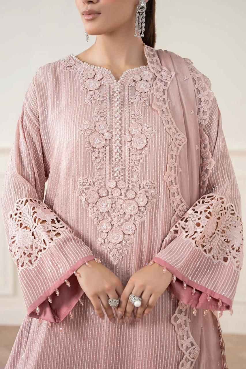 ✨  MARIA.B Luxury Chiffon Collection ✨  Premium Tie-Dyed Embroidered 3PC Suit FBL
