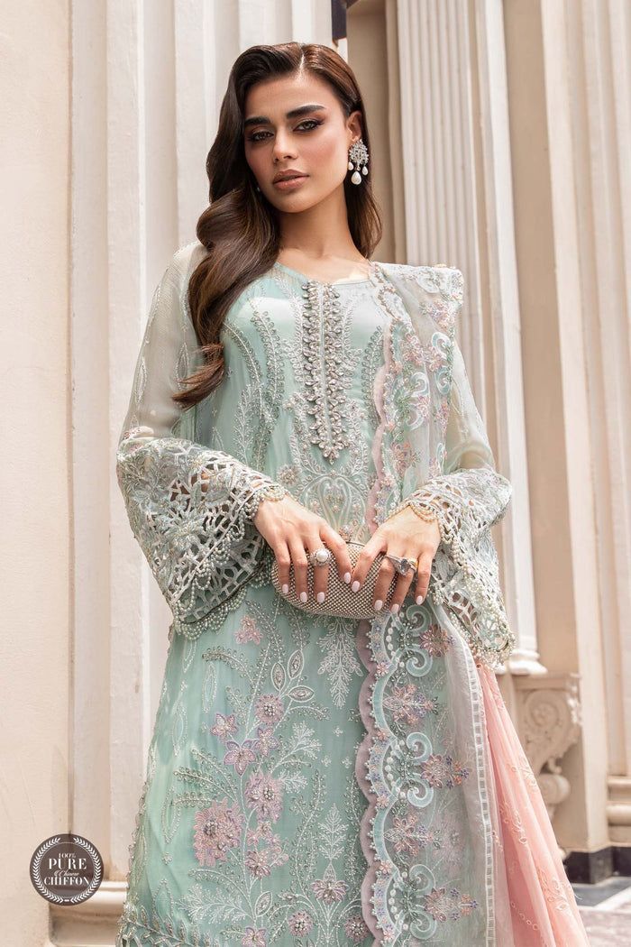 Luxury Chiffon Embroidered – Unstitched 3-Piece Suit Hand Embellished Masterpiece FBL