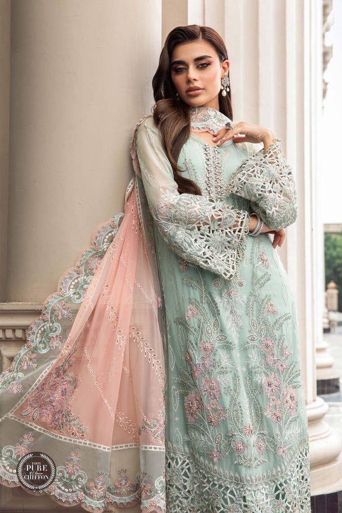 Luxury Chiffon Embroidered – Unstitched 3-Piece Suit Hand Embellished Masterpiece FBL