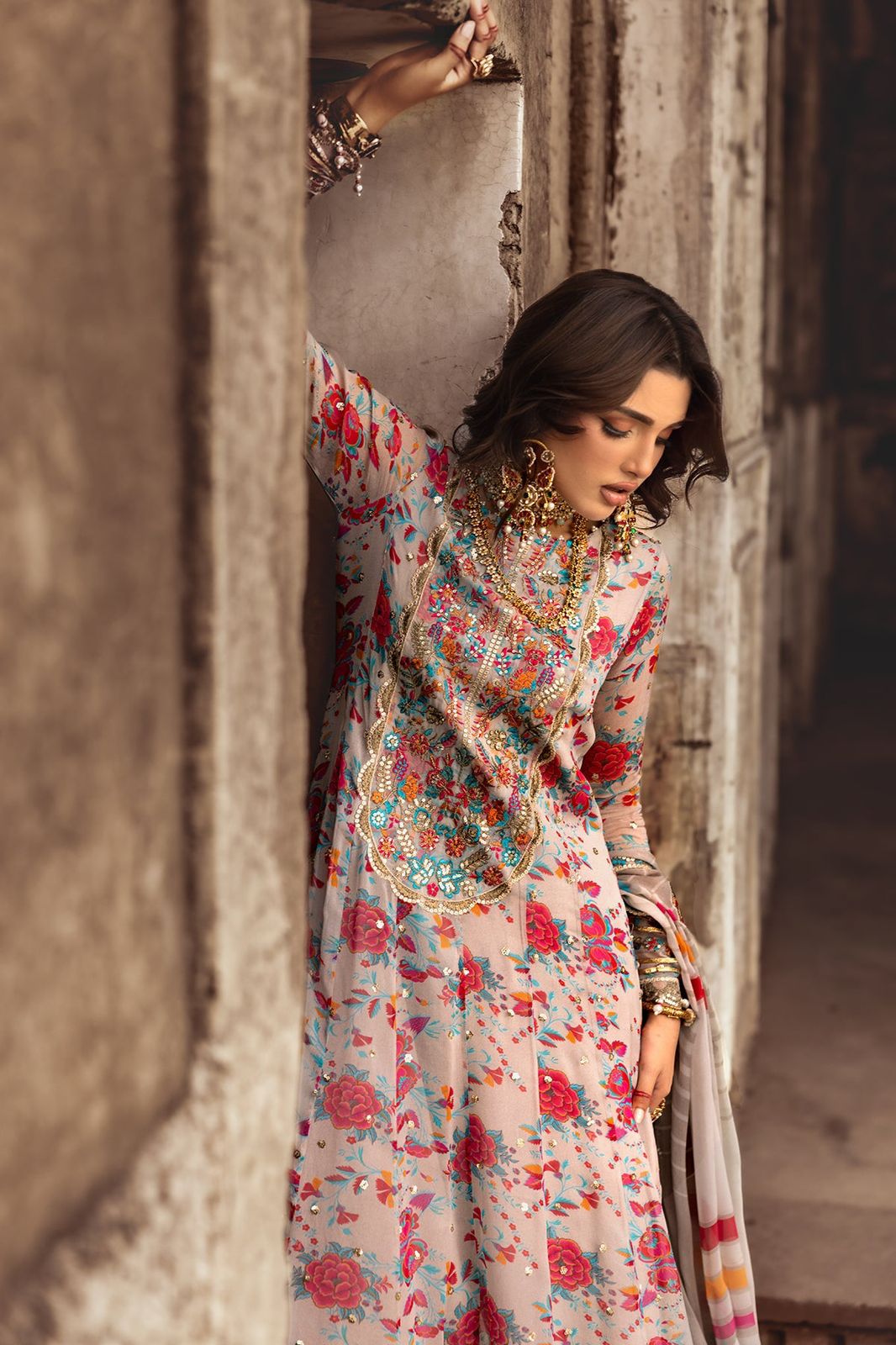 ✨  Charizma Unstitched Replica ✨  Luxury Chiffon Embroidered 3PC Suit FBL
