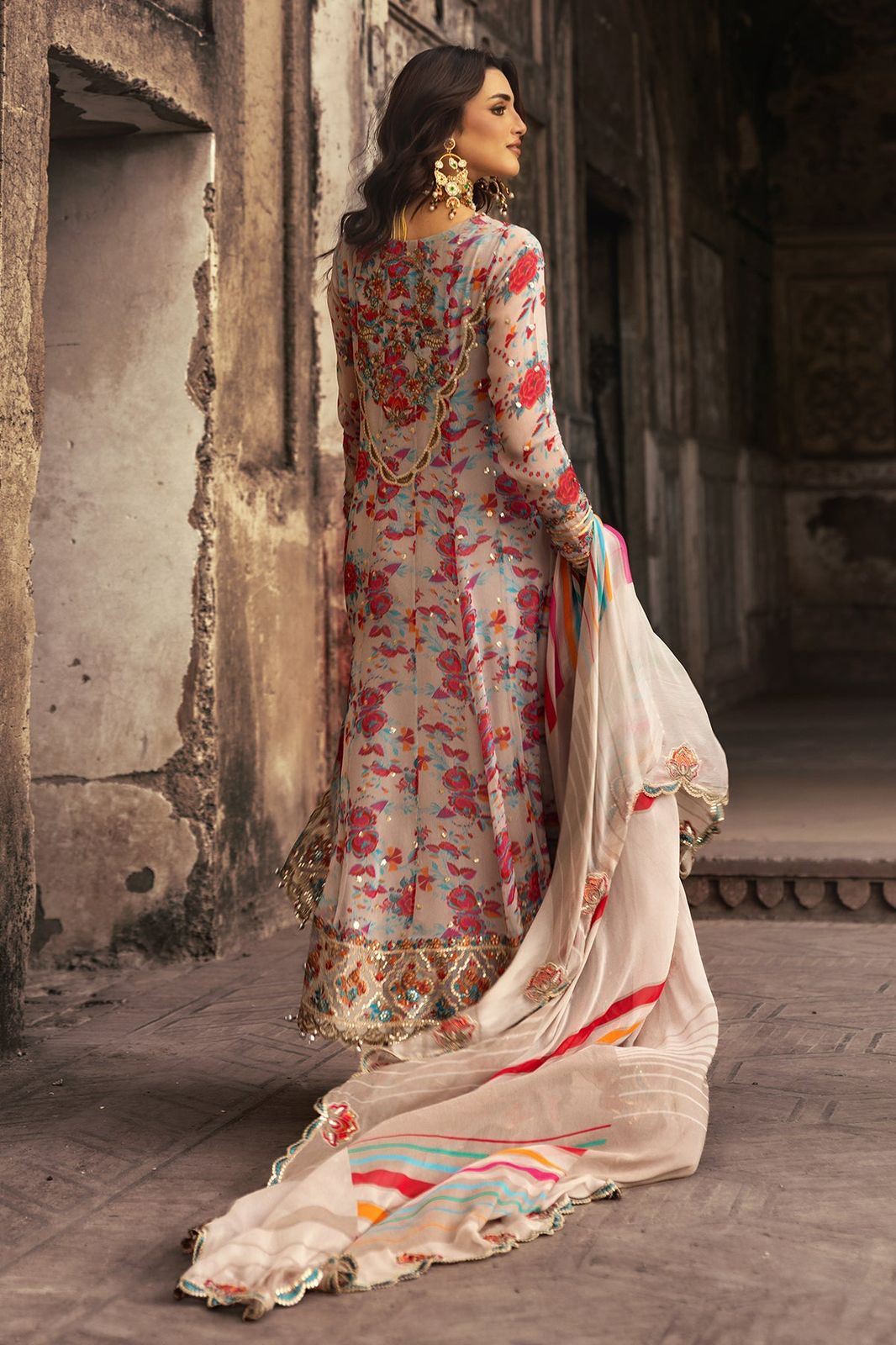 ✨  Charizma Unstitched Replica ✨  Luxury Chiffon Embroidered 3PC Suit FBL
